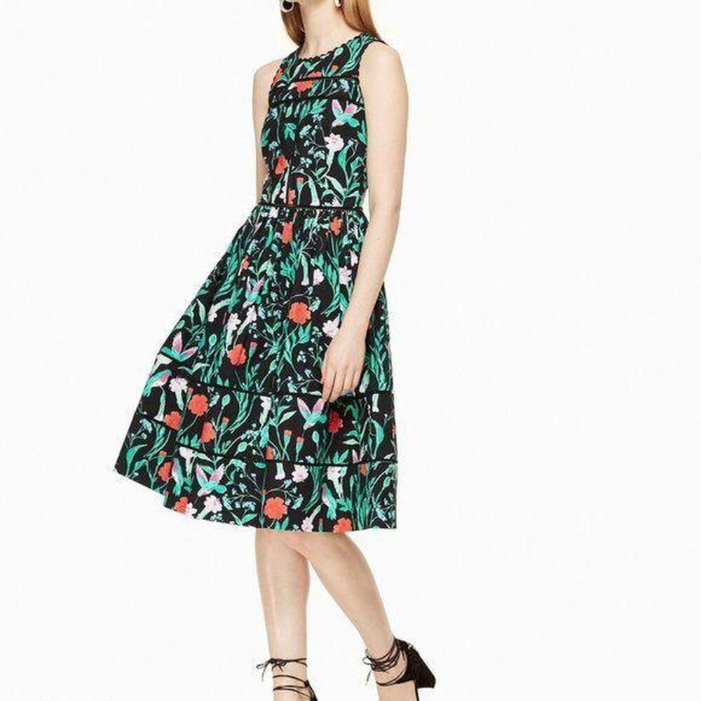 Kate Spade New York Jardin Poplin Hummingbird Dress
